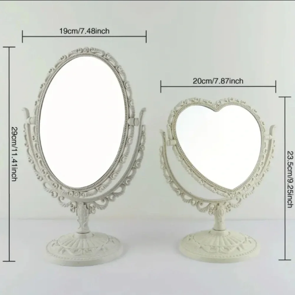 (NIB) Vintage Inspired Oval Tabletop Makeup Mirror Pink